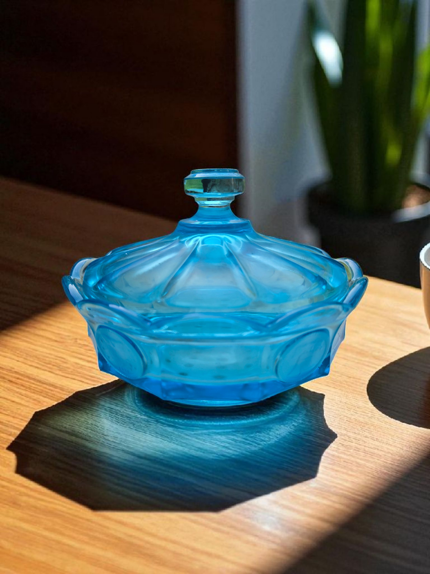 Blue Fostoria Coin Lid Dish – Upcycled Vintage (1958–1982)