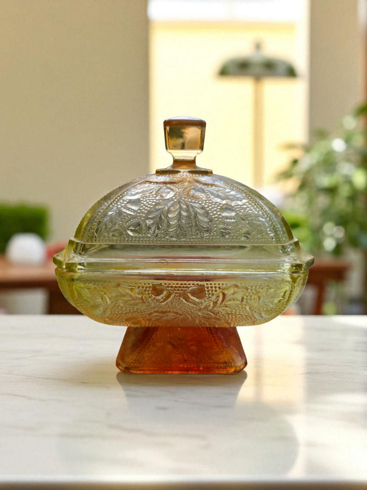 Jeanette Glass Amberina Lidded Dish – Upcycled Vintage (1960s)