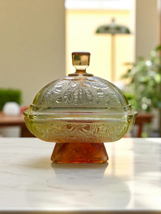 Jeanette Glass Amberina Lidded Dish – Upcycled Vintage (1960s)